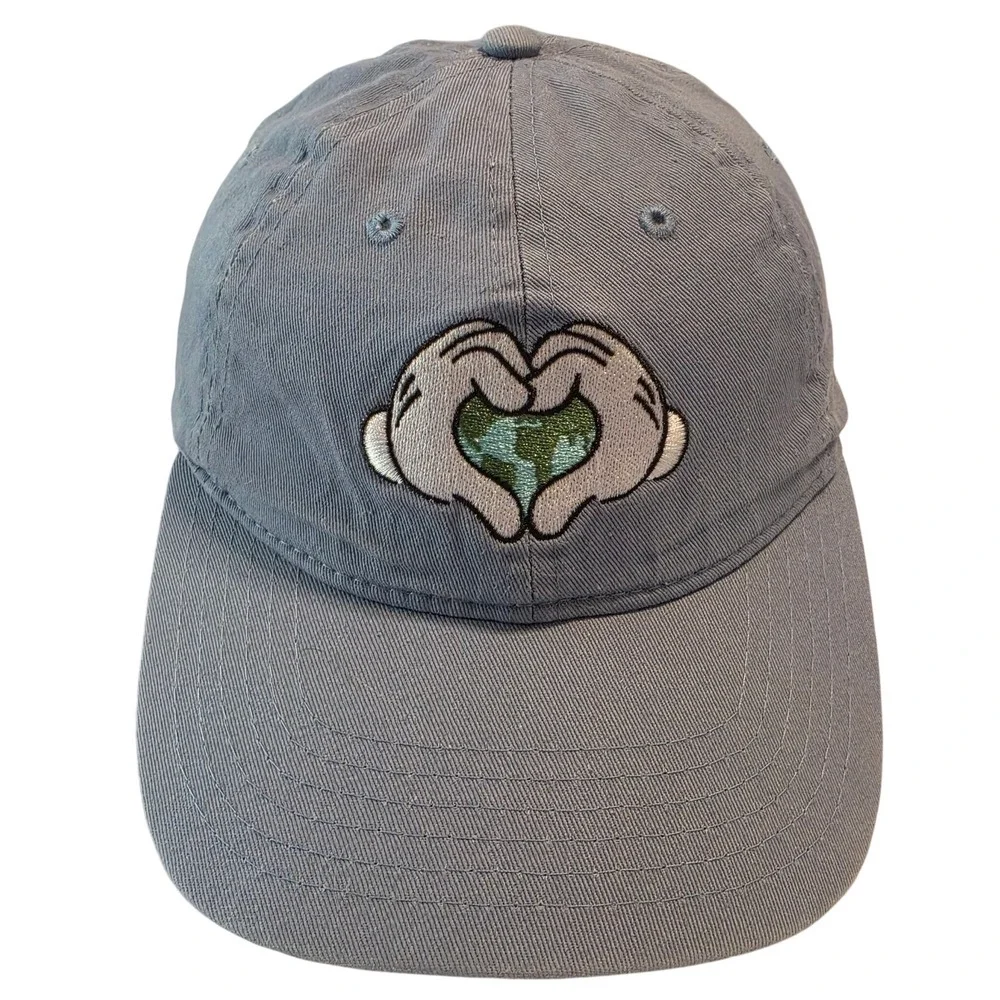 Disney Parks Mickey Mouse Earth Heart Hands Blue Kids Baseball‎ Hat Adjustable